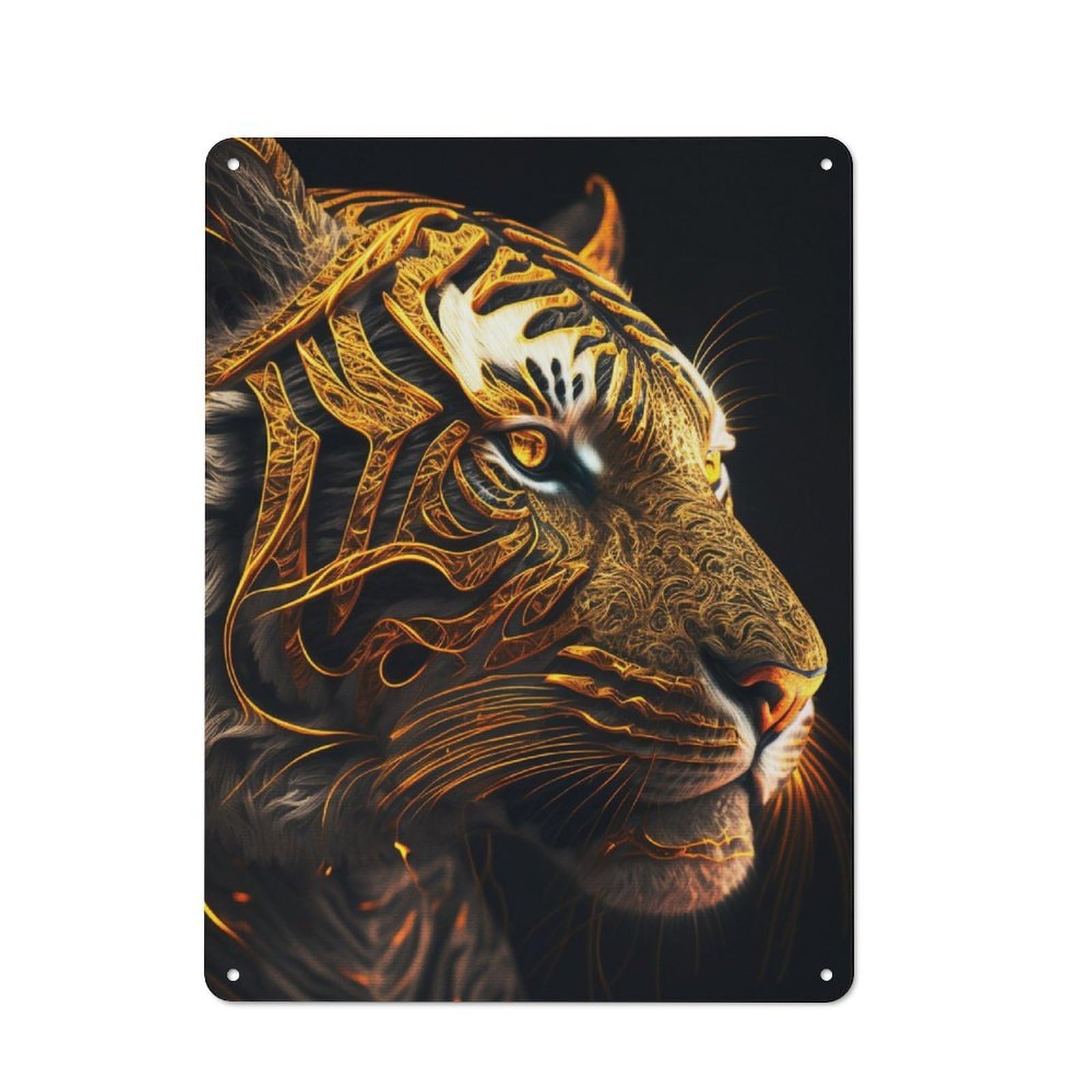 Junmoney Portrait Mystic Tiger Tin Wall Plaque 40X30cm With For Man Cave Or Games Room, A Housewarming Gift For Leisure-Room Decor Enthusiasts