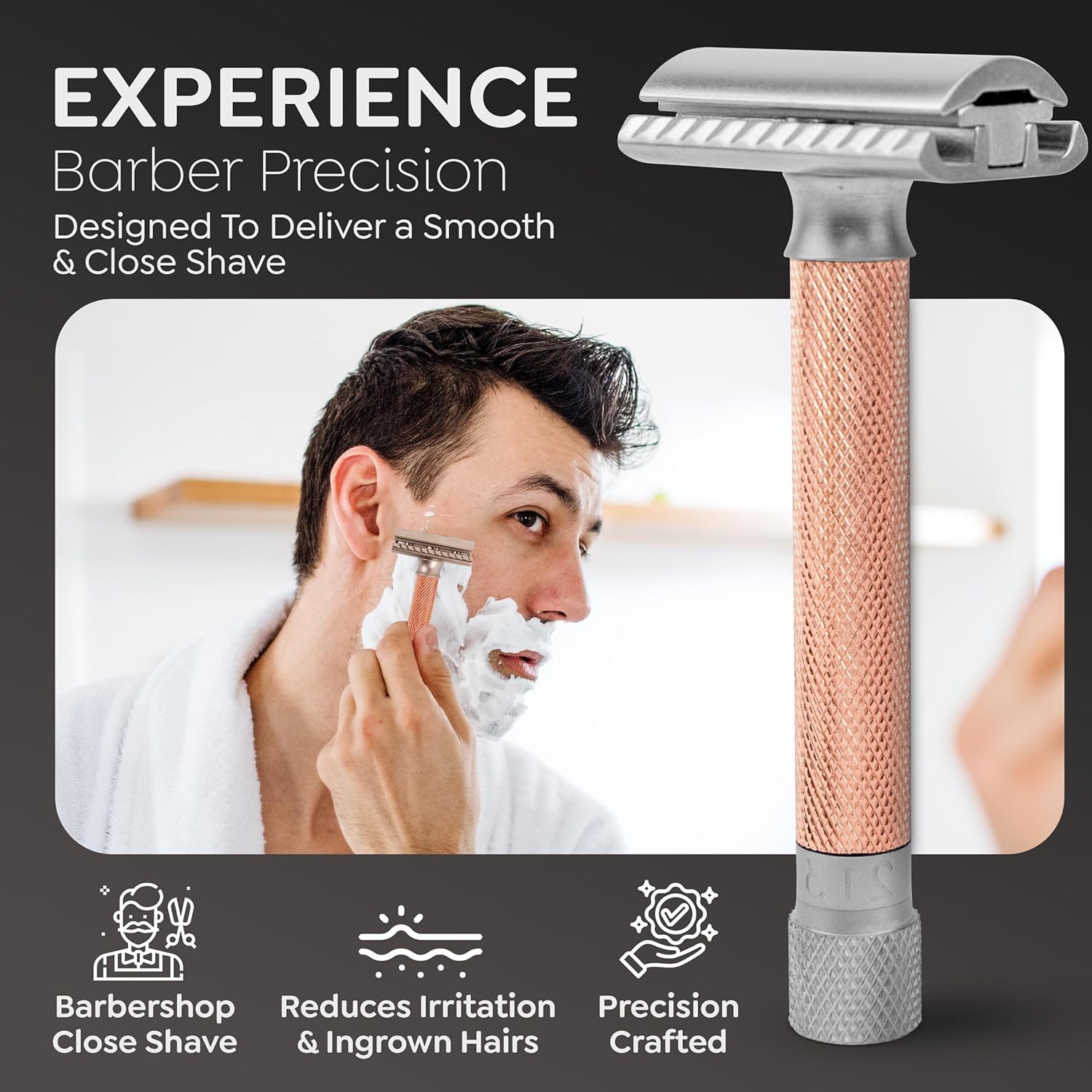 Parker safety razor Variant Roségold + 5 Rasierklingen