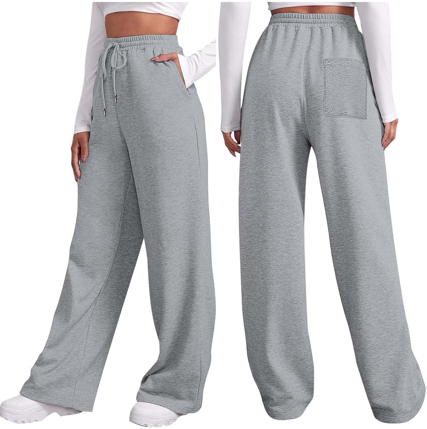 Winter Wide Leg Sweatpants for Women Baggy Fleece Fleece Lined Open Leg Joggers Comfy Casual Loose Fitting Sport 2025