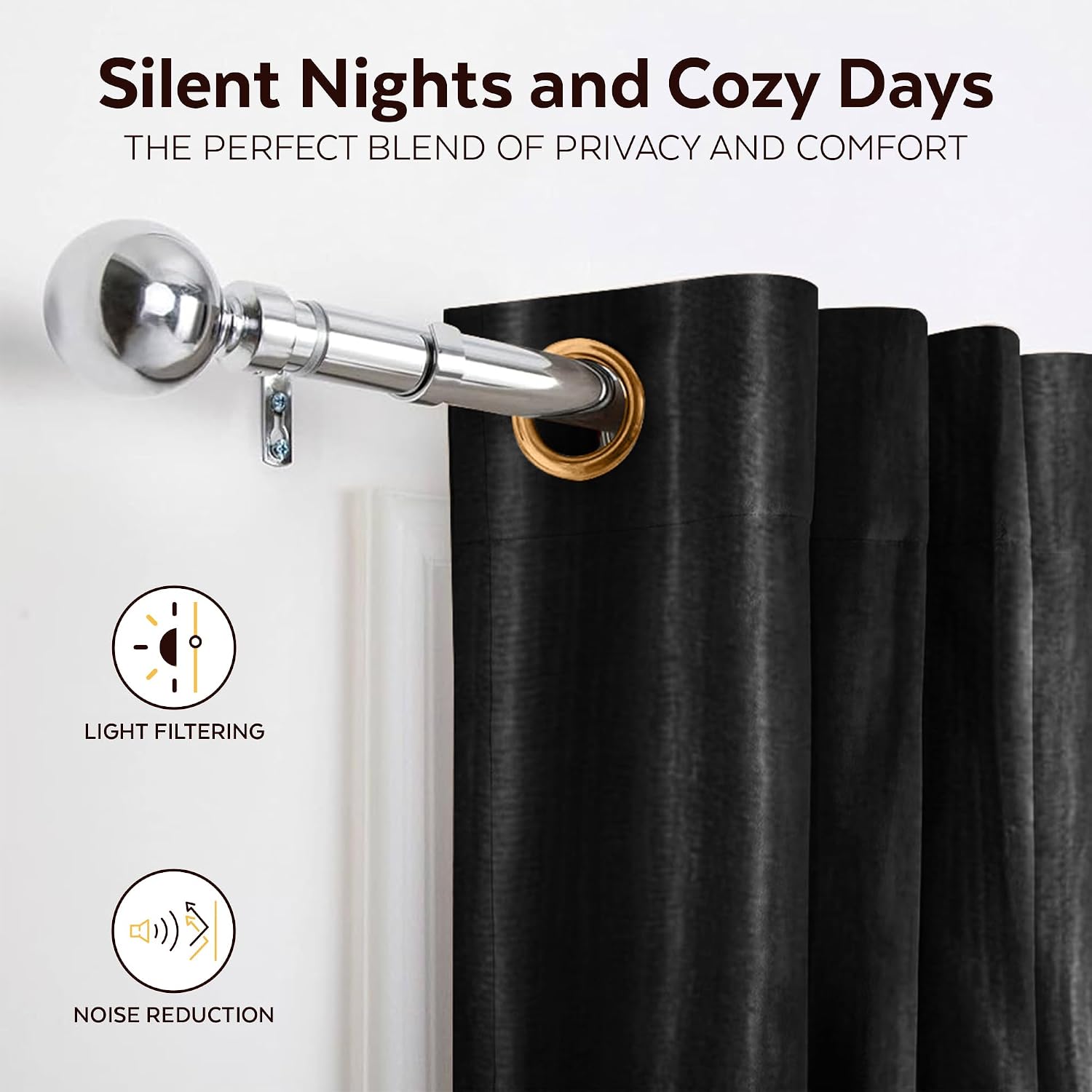 Indian Selections Handmade Black Velvet Curtains, Ring Top Lined Curtains for Window & Door, 43" W X 24" L, It Gives Beauty & Privacy for Bedrooms, Dining Rooms & Living Rooms, Sold in Pair