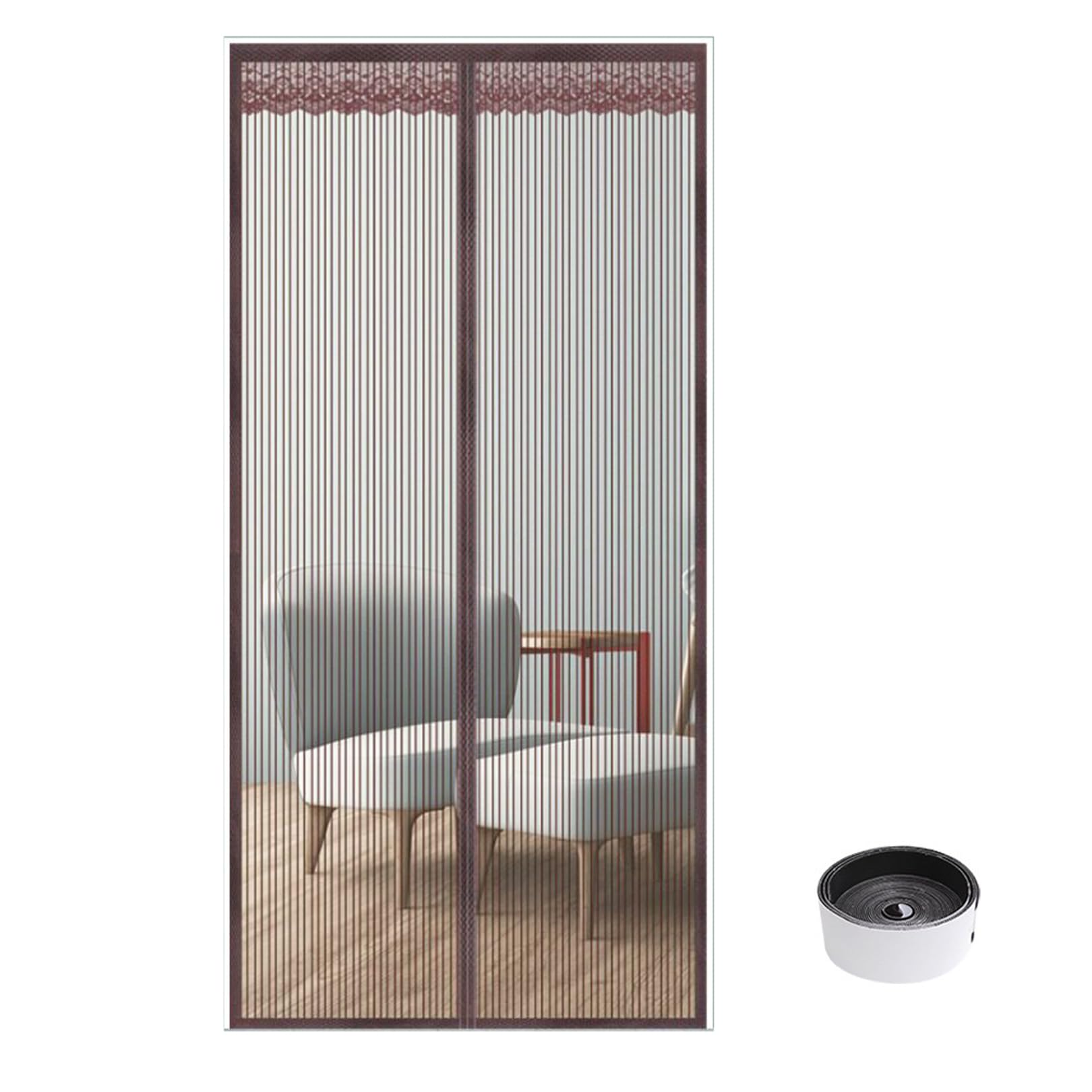 Moustiquaire porte fermeture automatique rideau maille dense