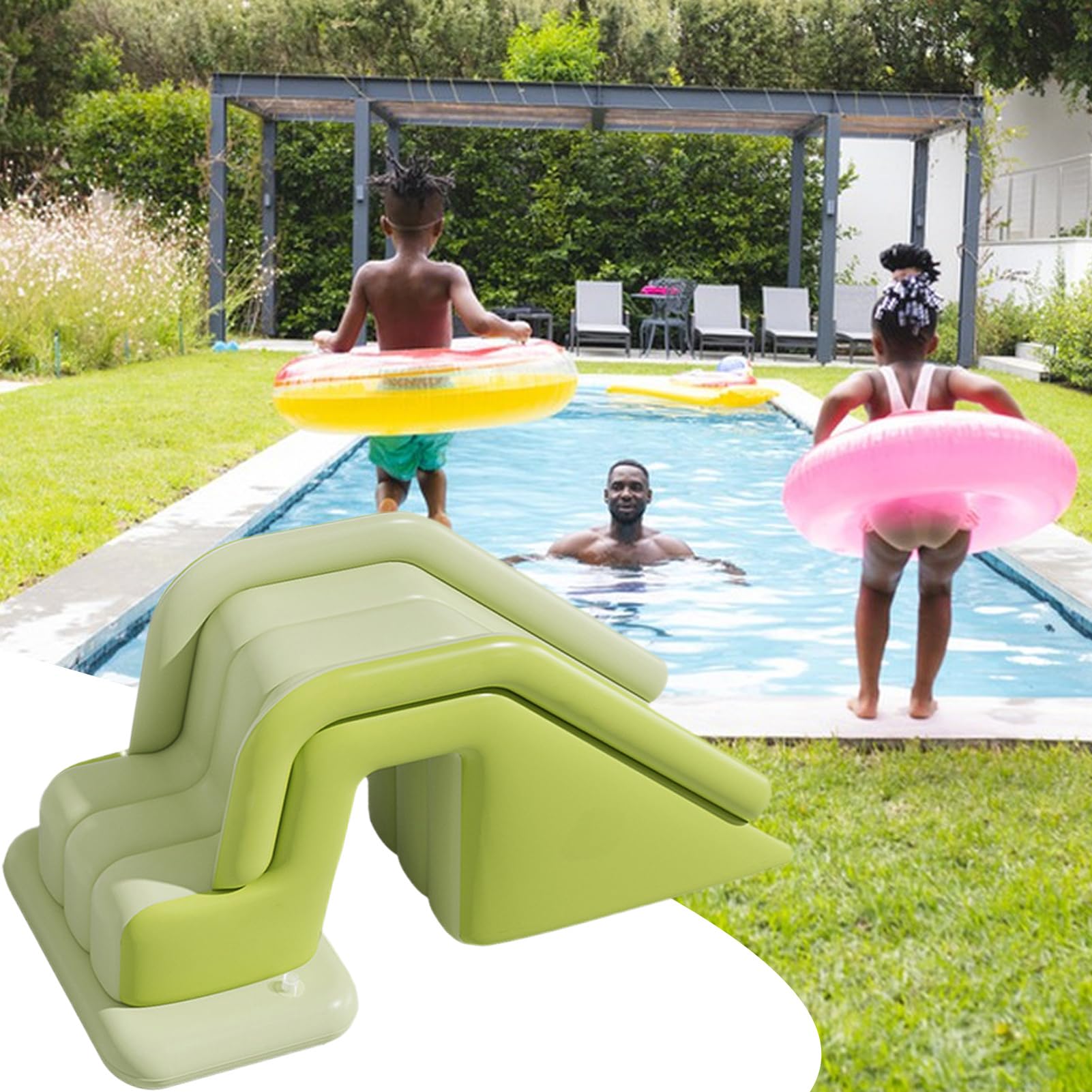Tobogán inflable plegable para niños, cómodo y familiar, montaje rápido seguro, para parque acuático, jardín, ocio, cumpleaños, utilidad exterior e interior elegante