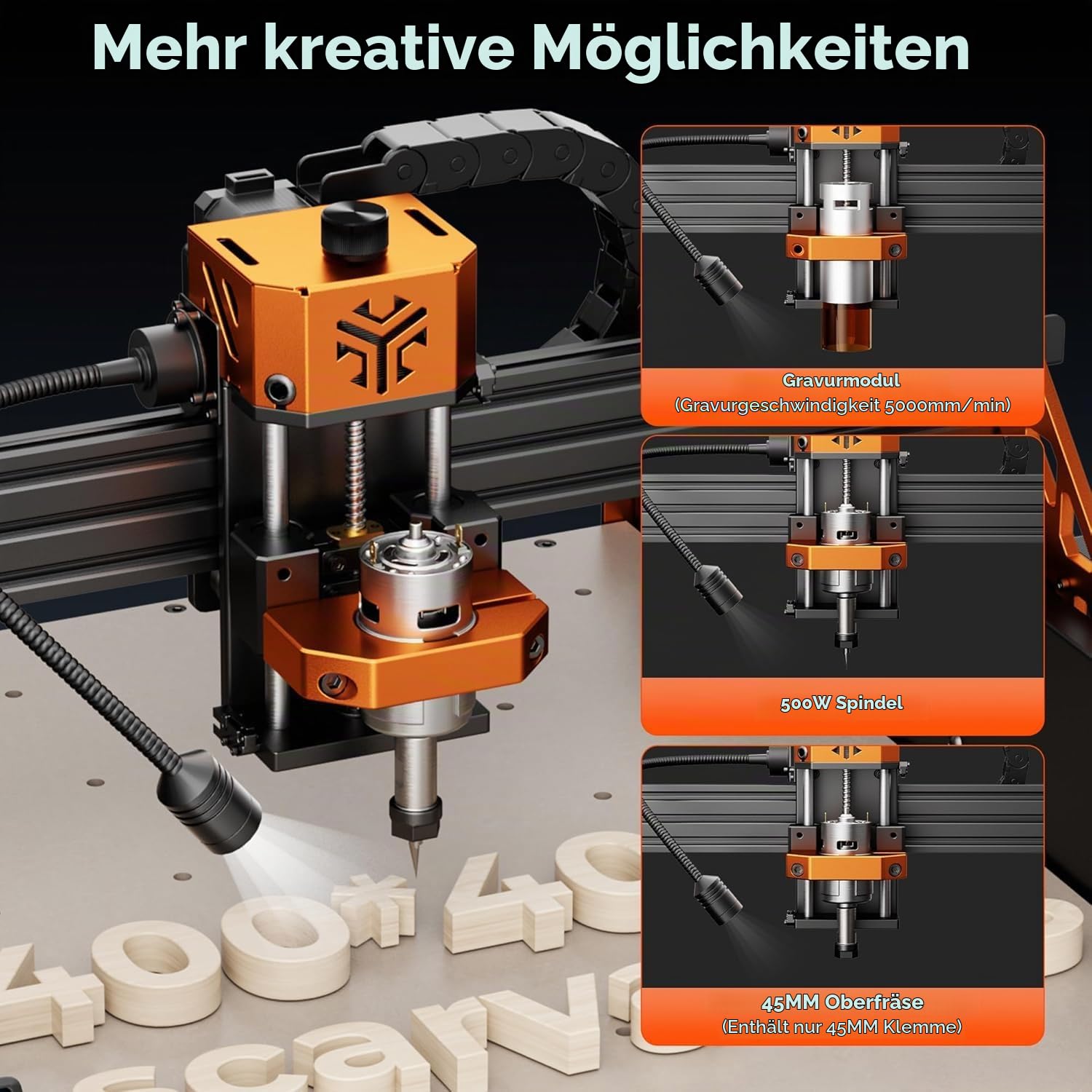 ACMER Ascarva 4S CNC-Fräsmaschine,CNC-Holzfräse mit Spindelleistung 70W und Gesamtleistung 120W,Arbeitsplatte 400x400CM, geeignet für Gravur und Schnitt von Holz, Plastik, Acryl, MDF