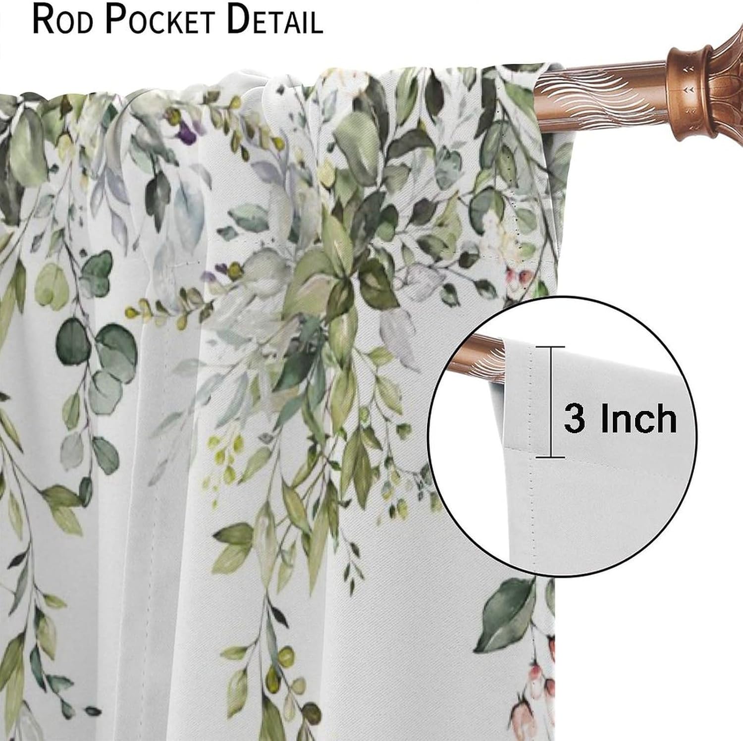 Fall Eucalyptus Leaf Blackout Curtains, Watercolor Fall Thanksgiving Floral Plant Butterfly Rod Pocket Curtains for Bedroom Living Room Curtains42X45 Inch