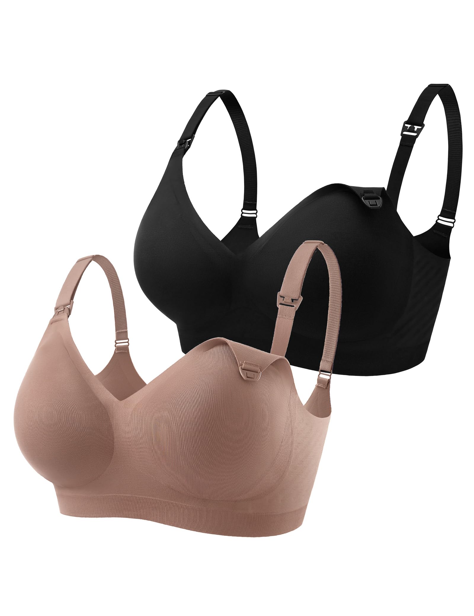 HOFISH Maternity Nursing Bras for Breastfeeding Comfort Seamless Wirefree Pregnancy Bras S-XXL with Bra Extenders & Clips — view 13