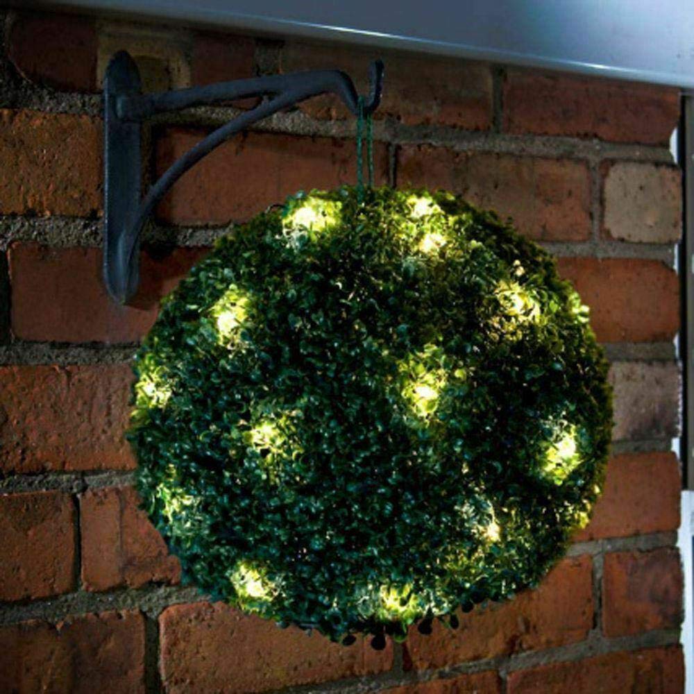 Mantraraj Green 28Cm Dual Function Solar Powered Topiary Garden Ball Sphere 20 Led Lights Garden Home Led Flower Light Topiary Ball Great For Outdoor Decorations