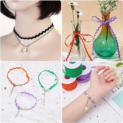 Miniatura 48 de GORGECRAFT 1 rollo de cinta RIC Rac de 27 yardas/82.0 ft para coser con flecos, 0.197 in/0.2 pulgadas para coser flores, boda, fiesta, cinta de Verde