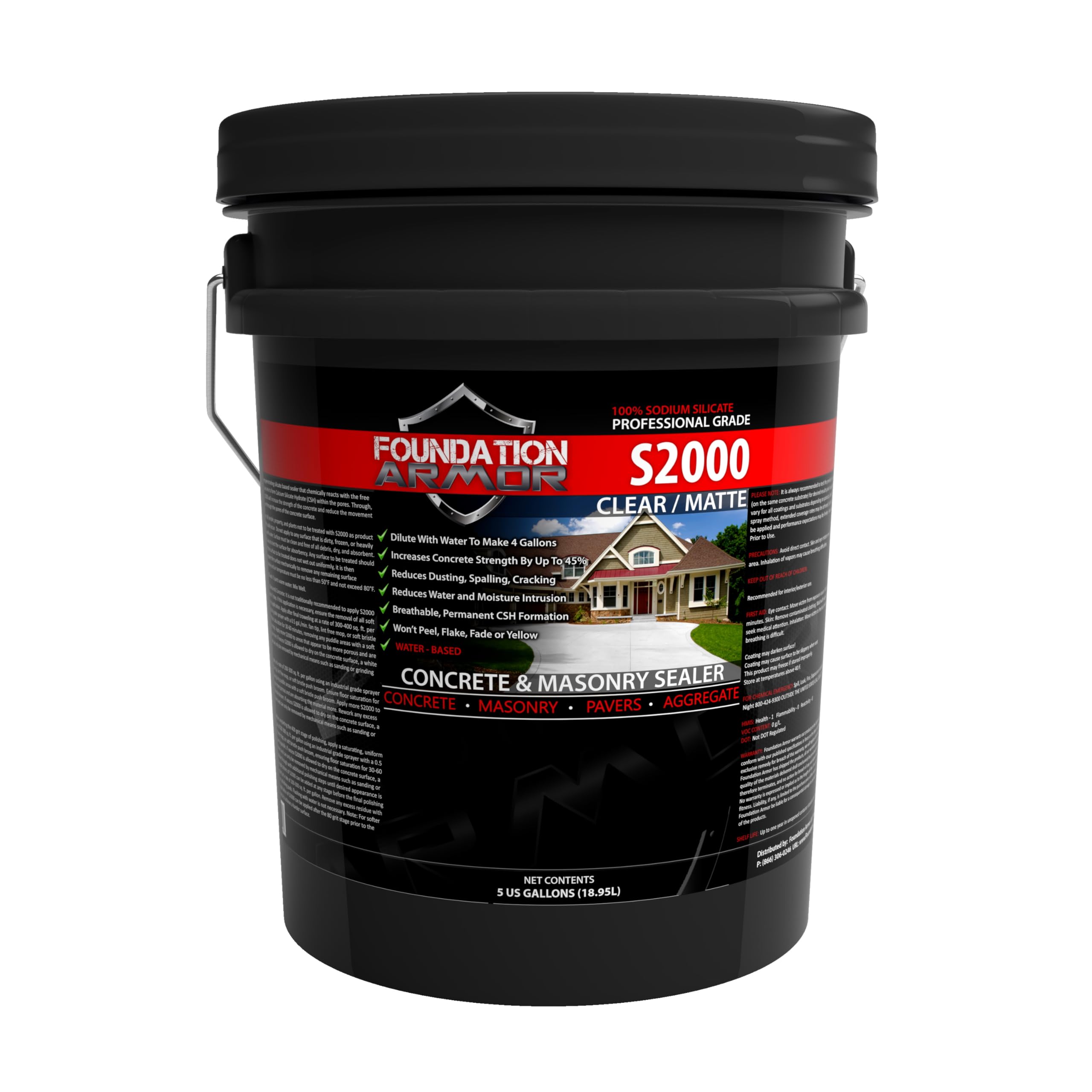 Armor S2000 Sodium Silicate Concrete Sealer and Surface Hardener (S2000-5 Gallon Pail)