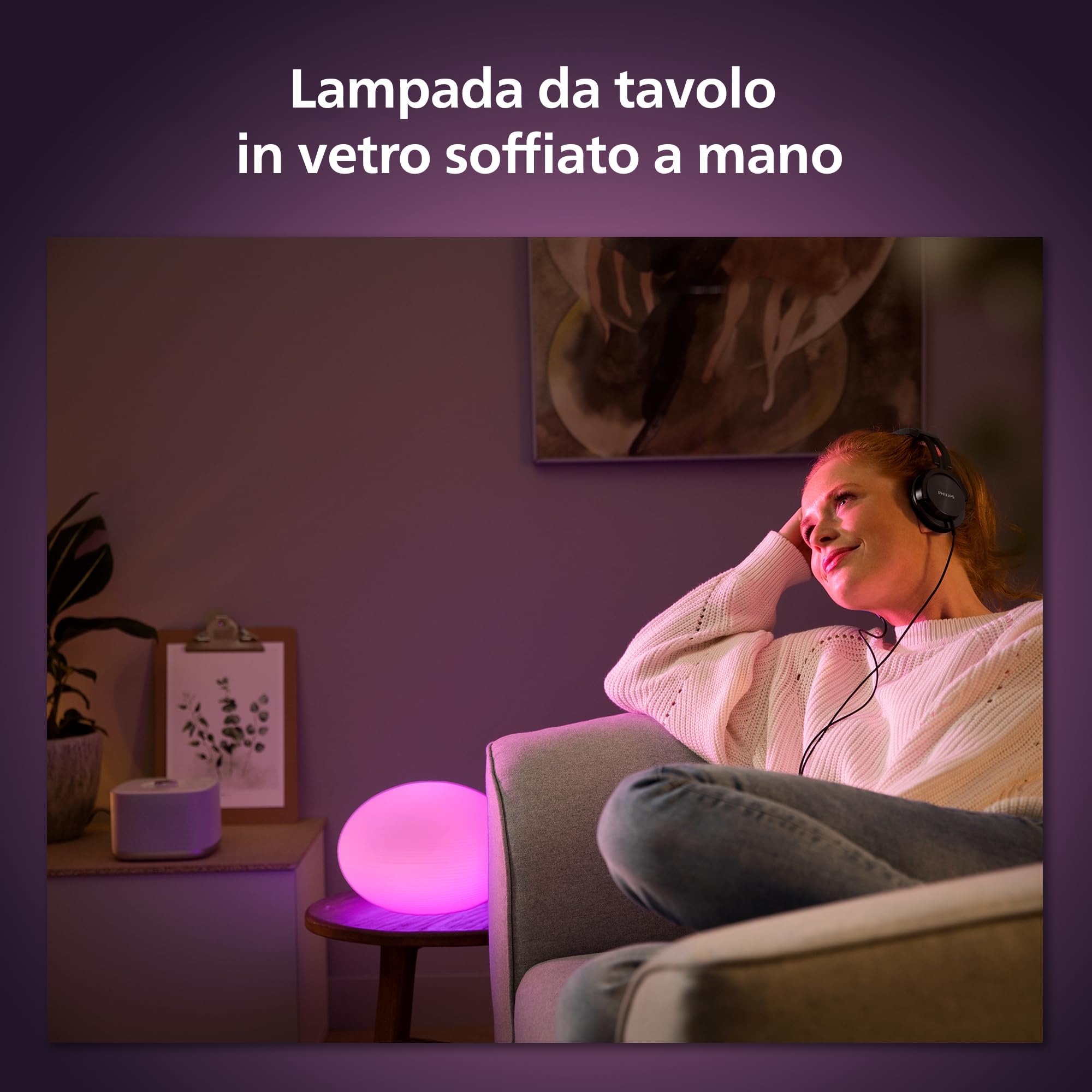 Philips Hue White and Color Ambiance Flourish, Lampada da Tavolo Smart, Bluetooh, 9.5 W, Bianco