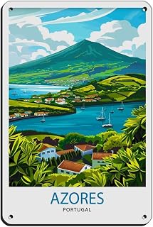 DGHKB Azores Portugal Retro Travel Poster Tin Sign Vintage Metal Pub Club Cafe Bar Home Wall Art Decoration Poster Retro Style8x12inch(20x30cm)