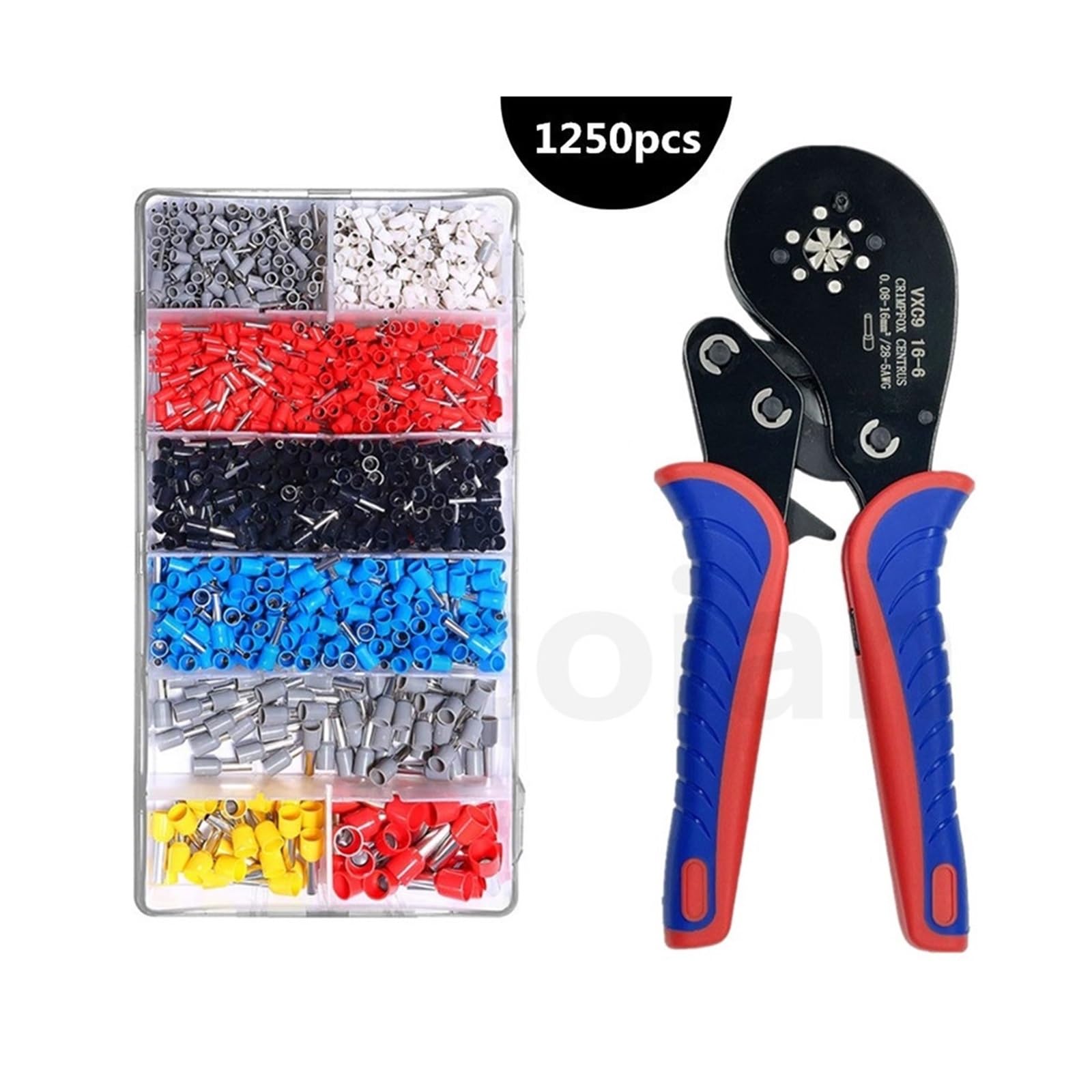 Zestaw narzędzi do zaciskania tulejek, zestaw szczypiec do zaciskania tulejek, zaciskarki sześciokątne (0,08-16 mm²/AWG28-5) do złączy tulejek Warsztat, garaż