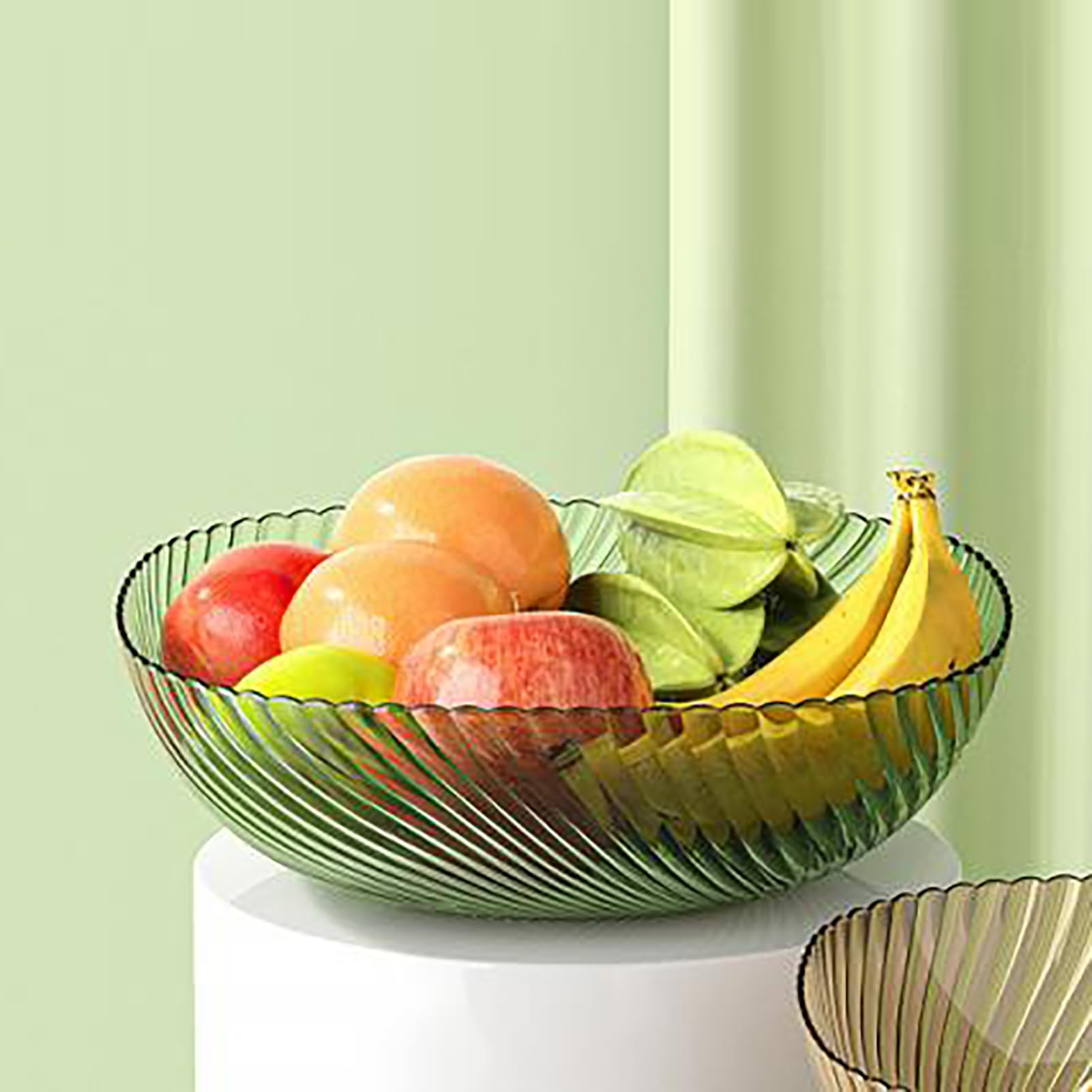Ciotola per Frutta, 7 x 23,5 cm Ciotole da Portata in Plastica Ciotola Porta Frutta di Grande Capacità per Snack e Caramelle per La Cucina della Festa in Casa (Verde)