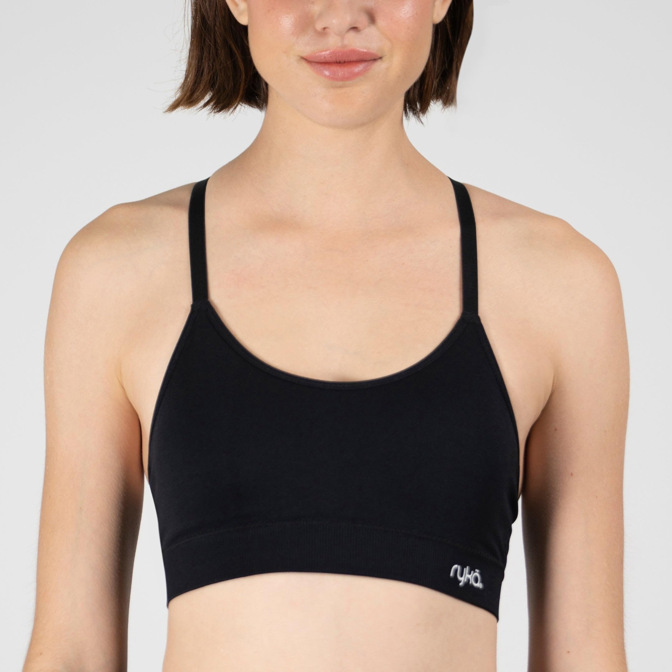 Ryka Katharina - Brasier deportivo sin costuras para yoga, espalda cruzada, sostén deportivo, almohadillas extraíbles, paquete de 3