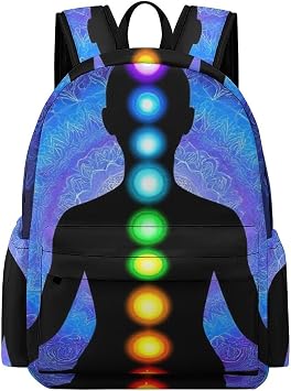 Travel Business Durable Laptop Backpack Water Resistant Fashion Computer Bag For Men & Women Nine Chakra Yoga Meditation Lotus Blue Mandala