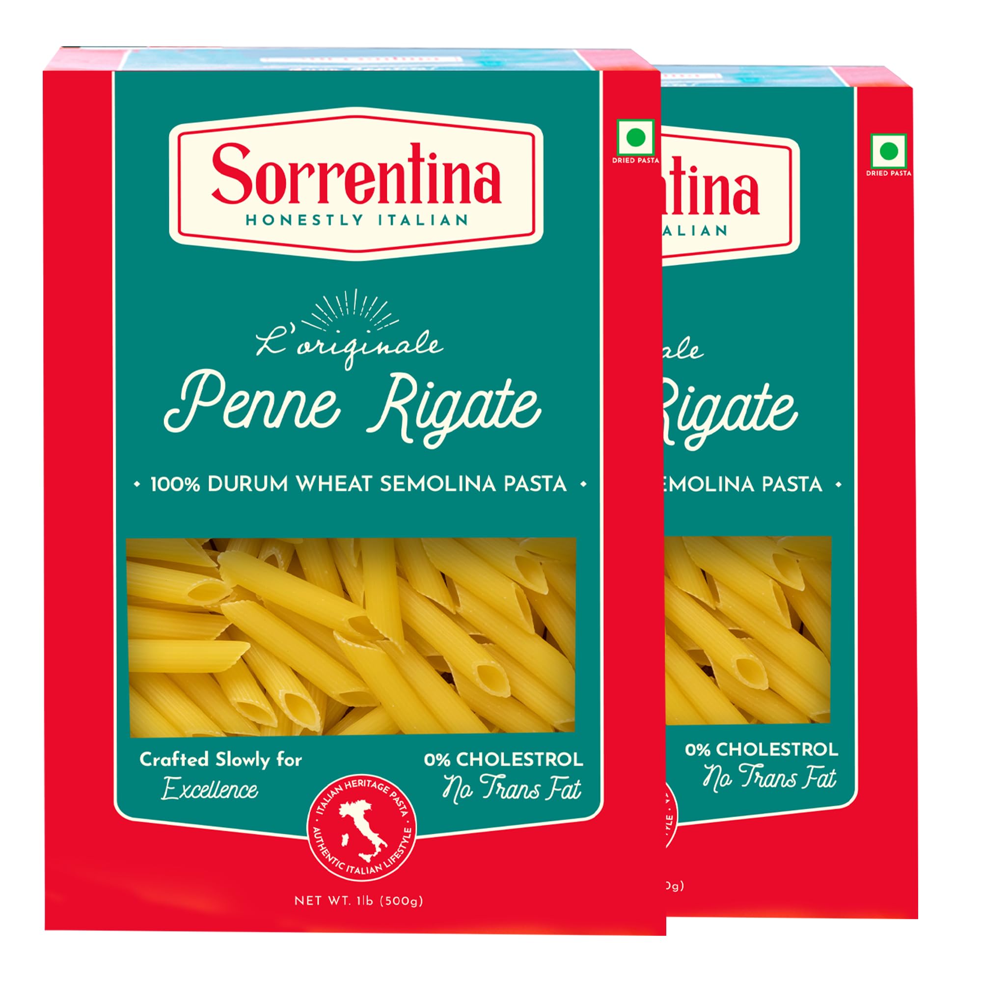 Sorrentina Penne Pasta 500g x 2 | Made With 100% Durum Wheat | Zero Maida | Restaurant Quality Pasta | High In Protein & Fibre | No Cholesterol & Trans Fats (B011ITZTK2) Amazon Price History, Amazon Price Tracker
