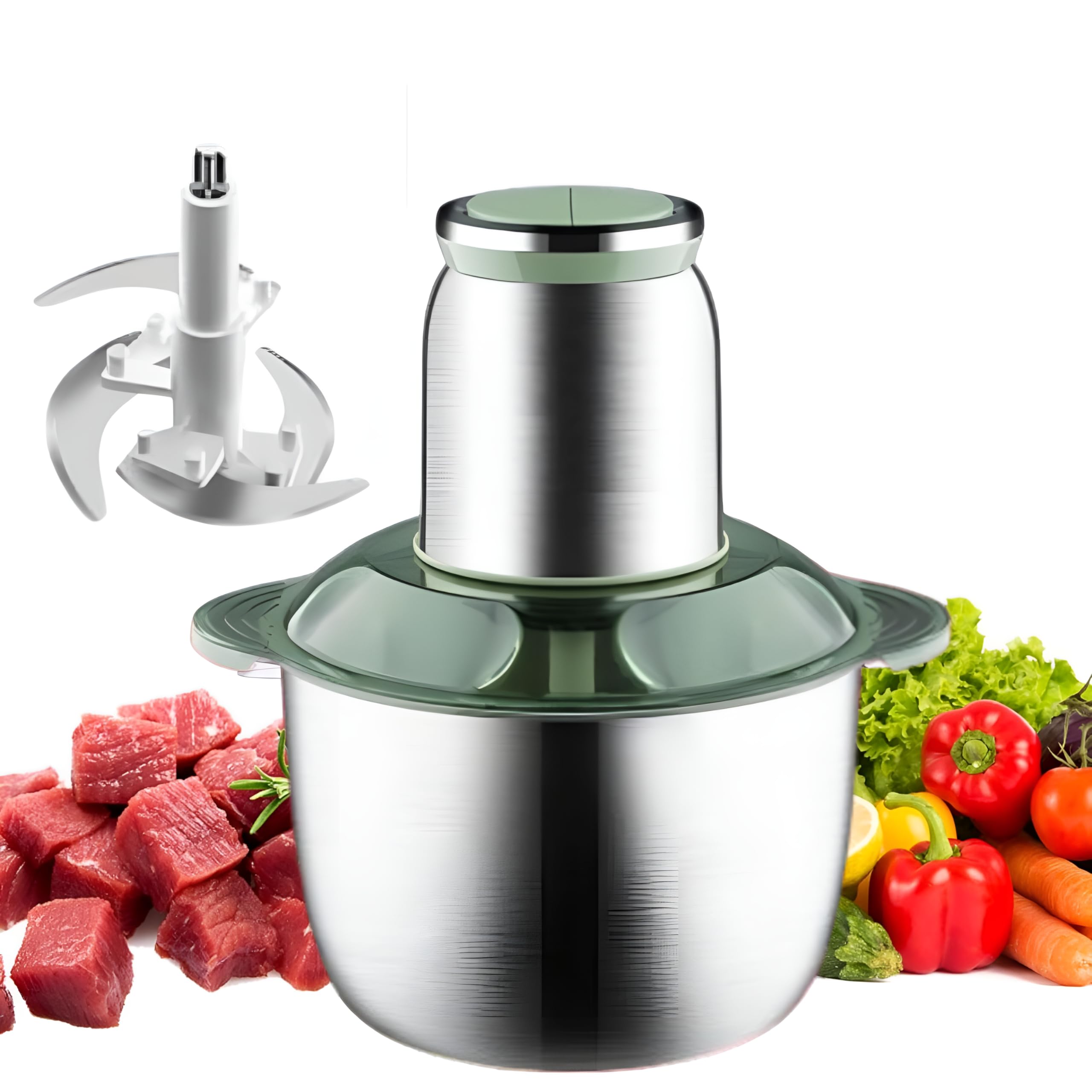 Electric Meat Grinder & Vegetable Chopper 250W – 2L Steel Bowl, 4 Stainless Blades, 2-Speed, Easy Clean, For Kitchen Use – Cuts Onion, Meat, Herbs, and More (PACK OF 1)-image-47