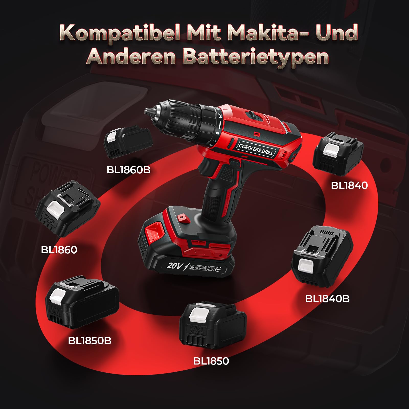 Akku Schlagbohrschrauber 20V - 2.0Ah | Mit 2 Akkus Und Ladegerät