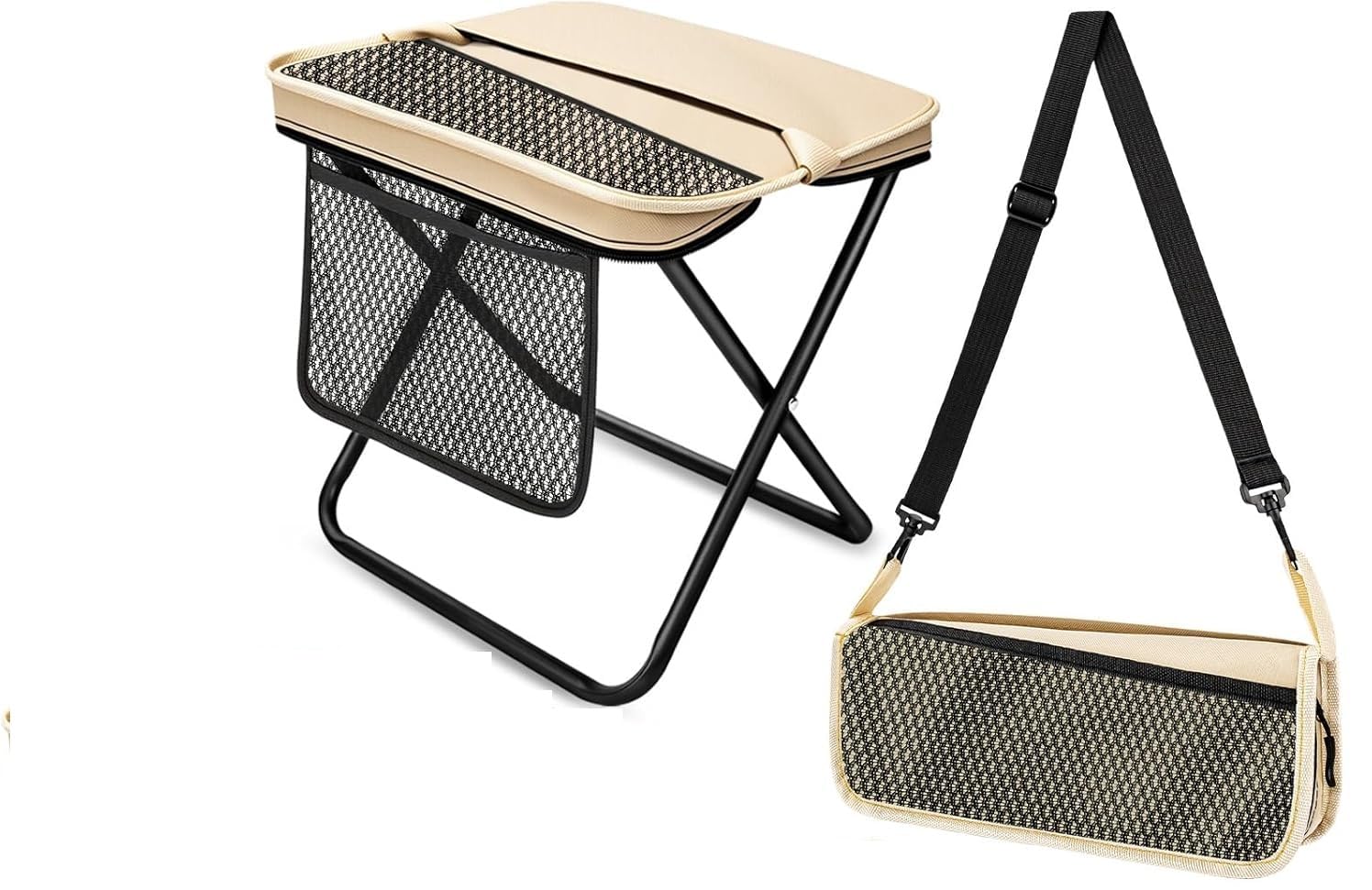 Portable Folding Camping Stool, Lightweight Outdoor Folding Seat with Carry Bag, Heavy Duty 150KG Capacity Mini Camping Chair for Fishing, Hiking, Hunting, Travel, Picnic & Beach-picture-13