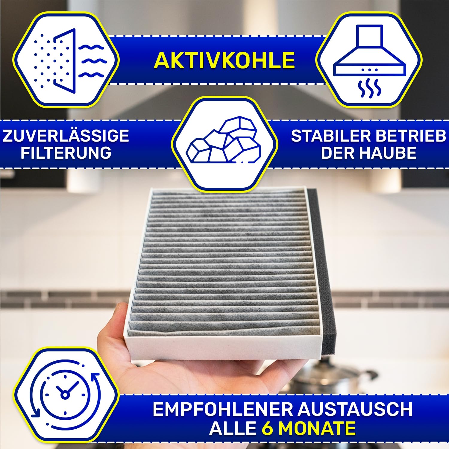 Aktivkohlefilter für Dunstabzugshaube 322x200x40 mm 00705432 für Bosch | für Constructa für Siemens für Neff - MONTERAL