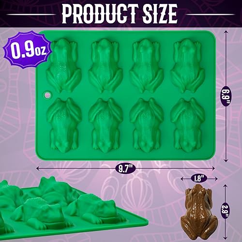 Miniatura 2 de Webake Molde de caramelo de rana de chocolate, paquete de 2 moldes de silicona para gelatina de rana de Pascua, bombas de grasa keto, crayones y