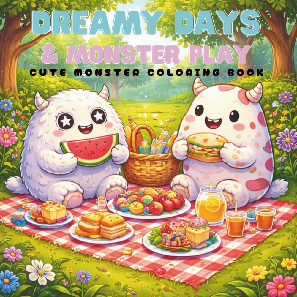 Dreamy Days & Monster Play: A Cozy Coloring Book for Adults and Teens Featuring Adorable Monster Friends, Simple Designs, and Relaxing Pages