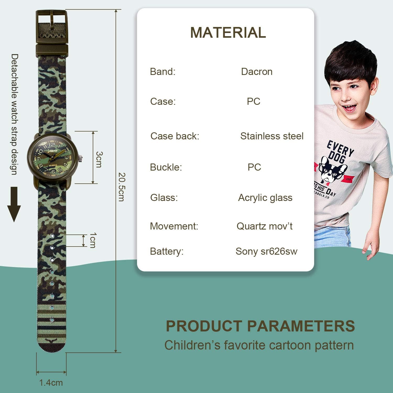 Miniatura 4 de Kavie Relojes para niños y niñas, 3D, lindo caricatura, impermeable, analógico, para niños de 3 a 10 años