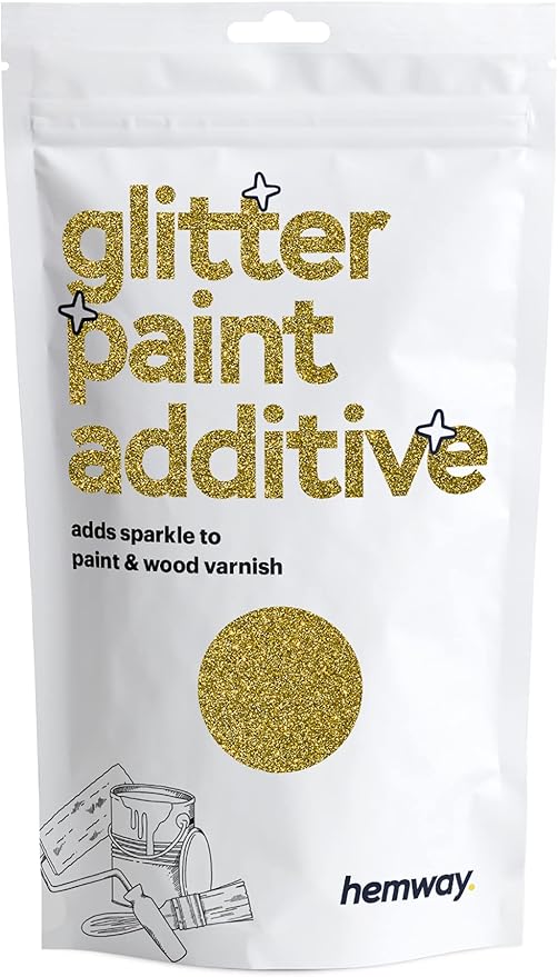 Hemway (Gold) Glitter Paint Additive Crystals 100g / 3.5oz for Acrylic Latex Emulsion Paint