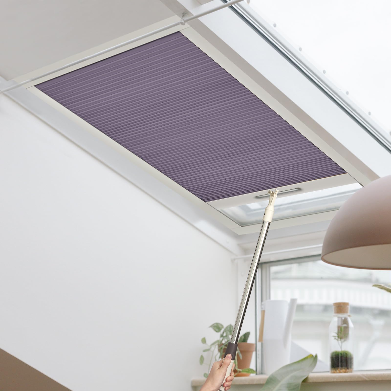 Keego Skylight Blinds for Roof Window Light Filtering Pleated Blinds Energy Saving Noise Reduce Cellular Shades Easy to Install (Purple, Custom Size)