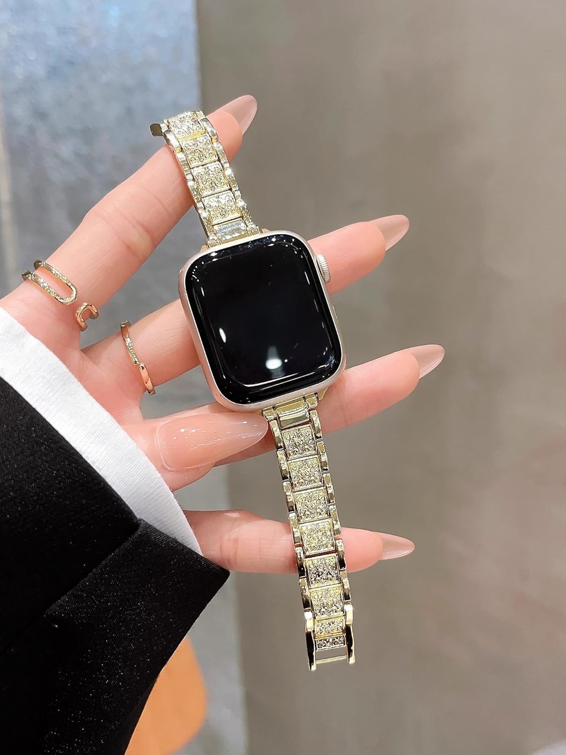 KADES Compatible with Apple Watch Band for Women, Fits for Series 11/10 (46/42mm), Series 9/8/7 (45/41mm), Series 6/5/4/SE (44/40mm), Series 3/2/1 (42/38mm), Shiny Rhinestone Metal Bracelet Strap - Image 6