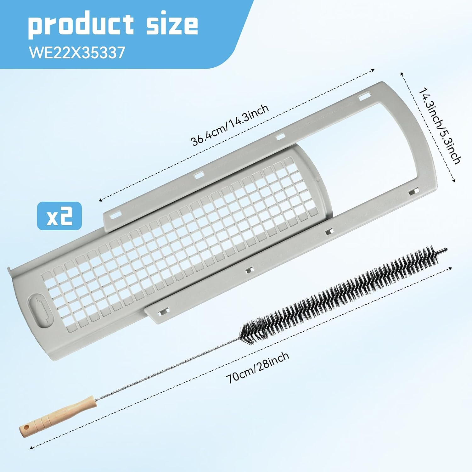 2 Pack Washer Dryer Lint Screen Cover Grid and Filter Slide Guide Assembly Compatible with WE22X35337 WE01X25915 WE01X25914 with Replacement Dryer Lint Trap Filter Housing