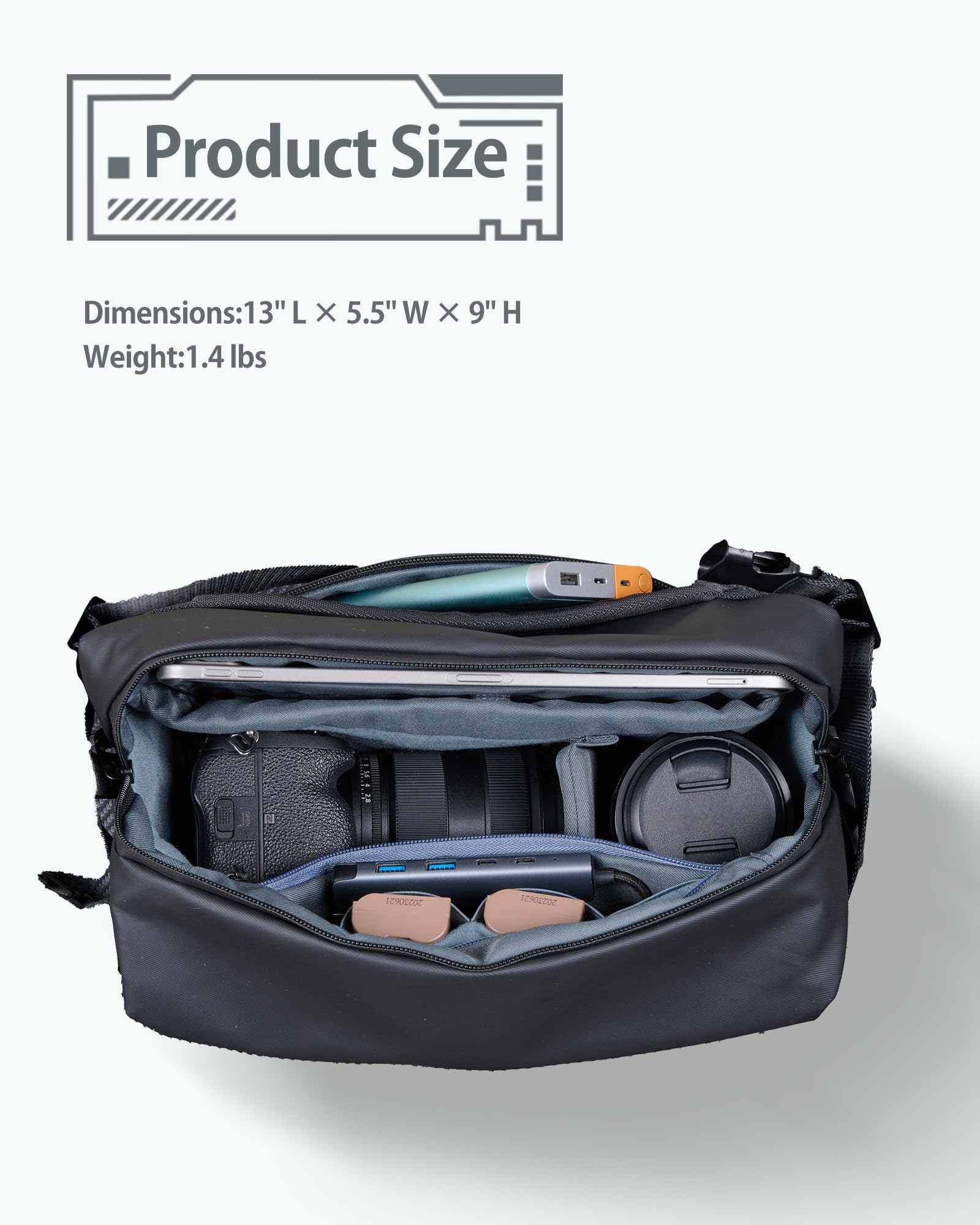 llano Borsa a tracolla per fotocamera DSLR/Mirrorless, borsa fotografica compatta crossbody con tracolla regolabile, adatta per Canon/Nikon/Sony, per 1 fotocamera, 2 obiettivi e accessori (Verde)