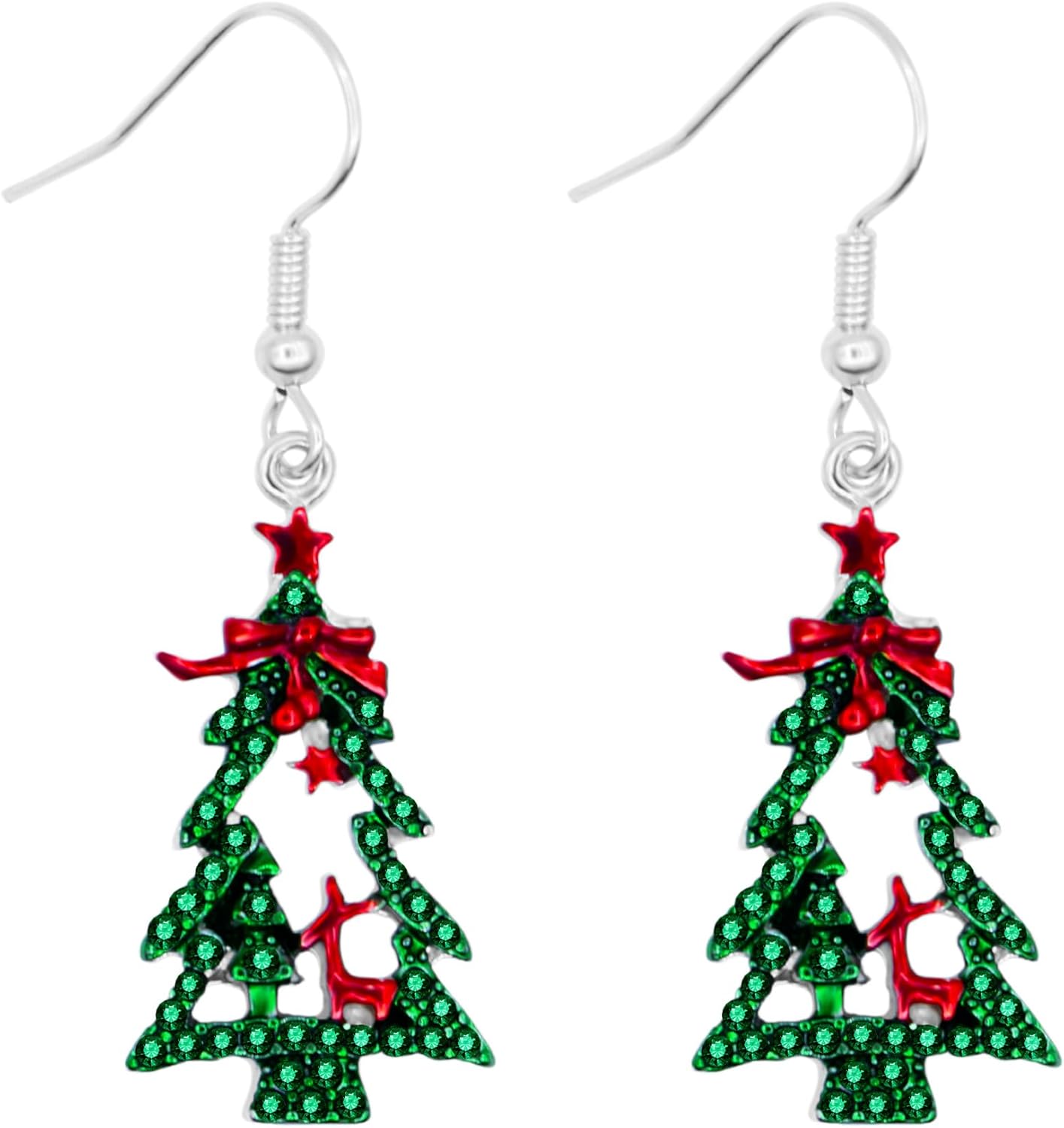 Christmas Earrings Enamel Rhinestone Santa Hat Christmas