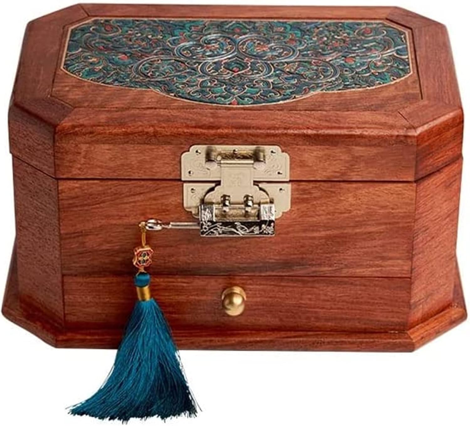 Jewellery Box Jewelry Travel Box Chinese Style Vintage Jewelry Box Wooden 3-layer Storage Box Cosmetic Box Ring Earring Necklace Bracelet Watch Storage Box 10.11 Inches Jewelry Organizer Storage
