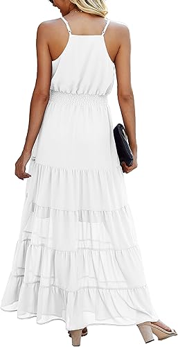 Miniatura 2 de PRETTYGARDEN Vestido casual de verano para mujer, tirantes delgados, sin mangas, cintura alta, para playa, largo