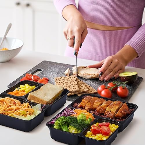 Vista 42 de Glotoch Contenedores reutilizables para preparación de comidas, paquete de 50 recipientes de plástico de 32 onzas con tapas, sin BPA, aptos