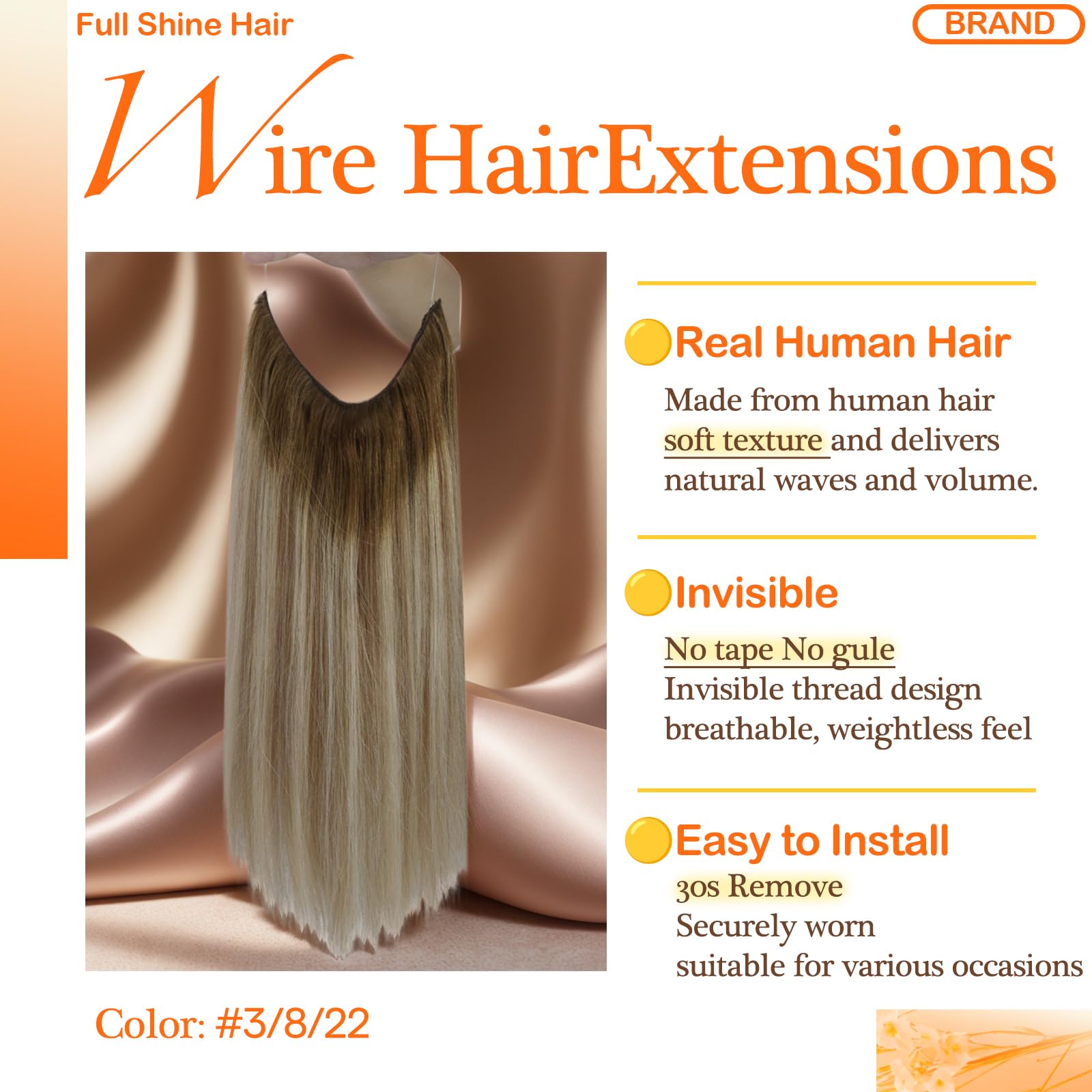 20 Inch Human Hair Extensions Clip In Wire Secret Hairpiece 90g Buy 20 Inch Clip-In Remy Human Hair Extensions | Superhairpieces main image 3