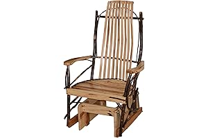 Amish-Made Large Rustic Hickory Glider Rocking Chair