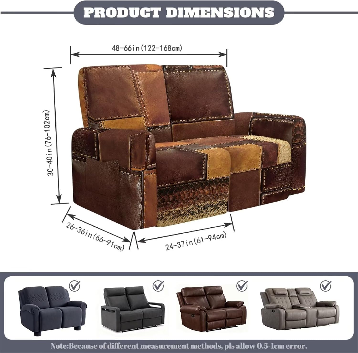 Doojoayie Classic Recliner Chair Covers Retro Stretch Couch Covers for Home Decorations Dustproof Recliner Slipcover Furniture Protector