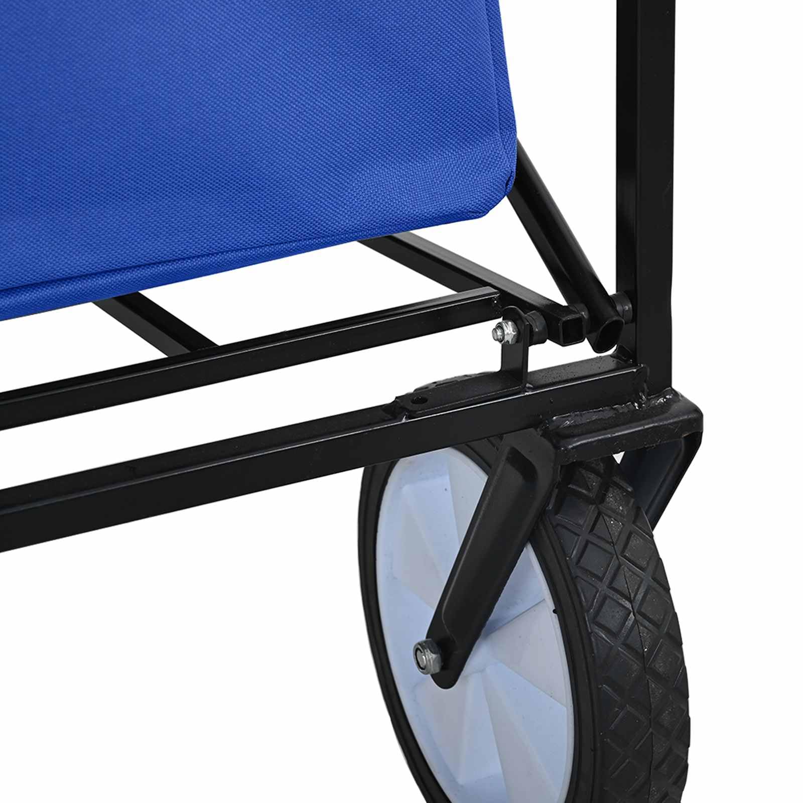 Składany wózek transportowy niebieski, składany wózek ręczny o nośności 200 kg, wózek ogrodowy z uchwytem o regulowanej wysokości i szerokimi kółkami, wózek transportowy do użytku na zewnątrz