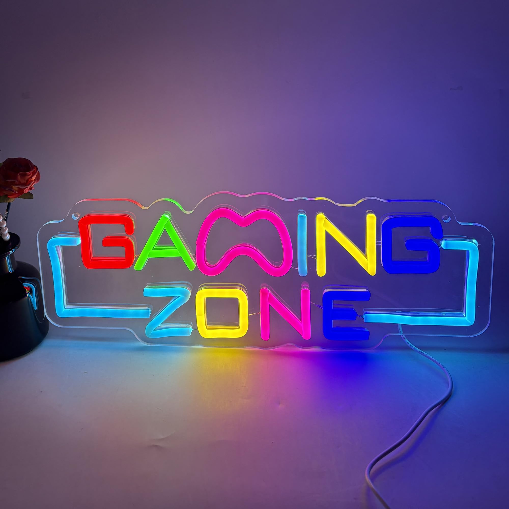 Gaming Zone LED Neon Sign, Cool Gamer Room Wall Decor Dimmable USB Powered Neon Light for Game Room, Bedroom,Man Cave Streaming &amp; E sports Setup Holiday Birthday Gift