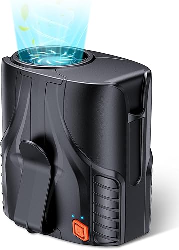 Vista 12 de 2025 Ventilador de cintura portátil y ventilador de cuello personal, motor sin escobillas de 14000RPM, recargable con 40H de duración, operación
