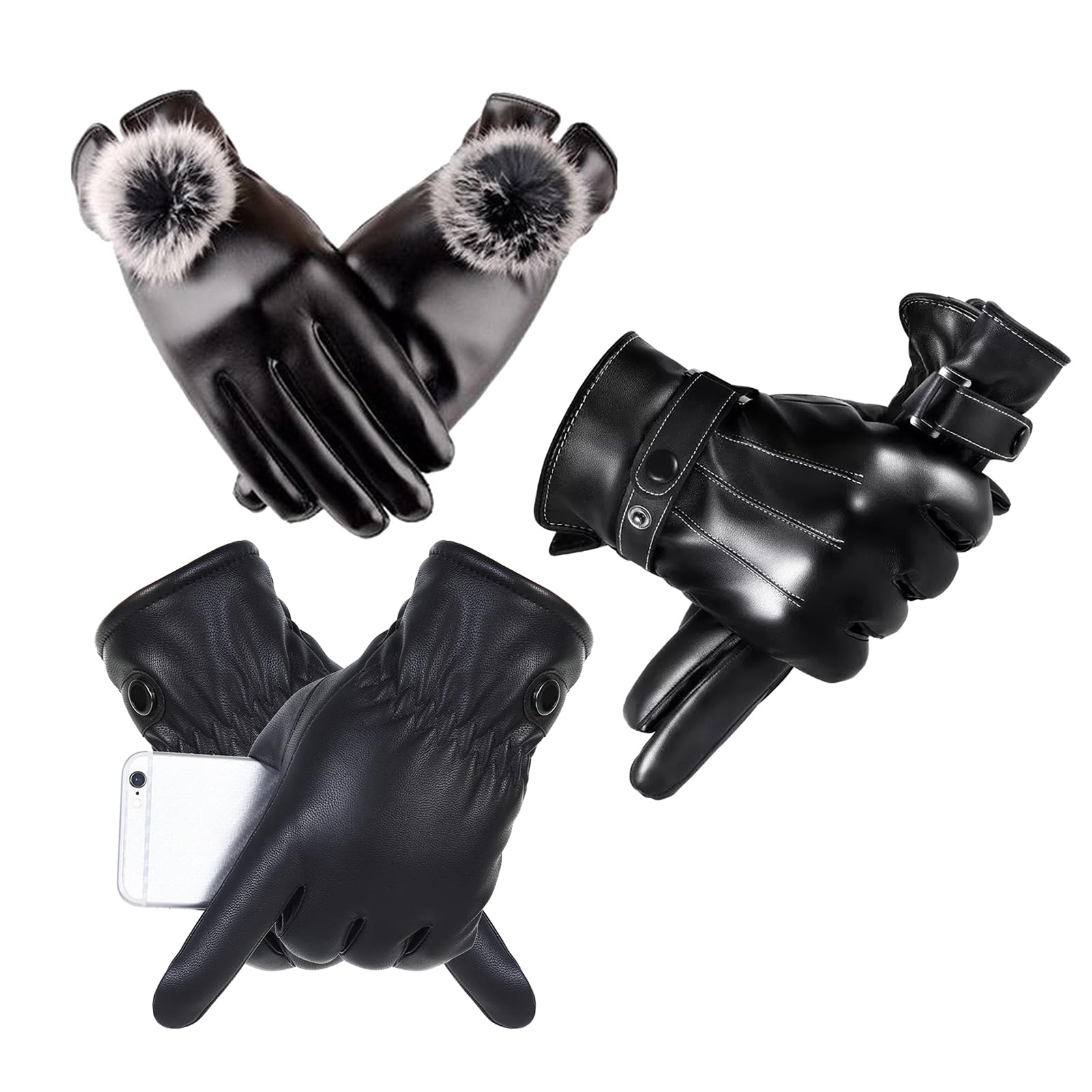 awakentti 3PCS Motorcycle Handlebar Gloves Windproof Cycling Gloves Waterproof Winter Gloves for Outdoor Cold Weather Gloves for Biking