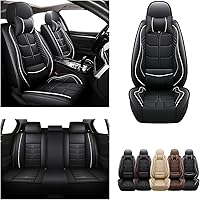 Vista 27 de URINOVET Funda de cuero para asiento de automóvil, fundas de asiento de lujo impermeables para KIA Forte Koup 2010-2016 (juego completo, café)