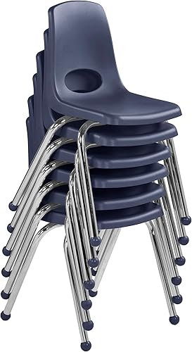 Miniatura 206 de Factory Direct Partners 10355-BL Silla escolar apilable de 10 pulgadas, asiento apilable para estudiantes con patas de acero cromado y rodamientos