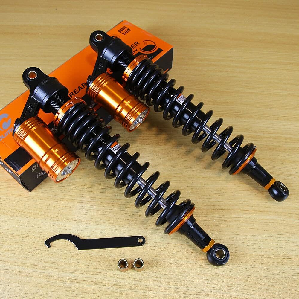 2Pcs 400mm Adjustable Motorcycle Air Shock Absorber Fit for Honda Suzuki Yamaha Kawasaki ATV Go Kart Quad Dirt Sport Bikes