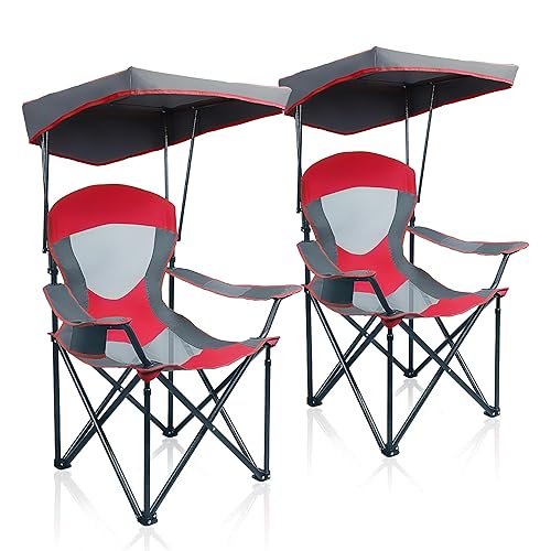 ALPHA CAMP Heavy Duty Canopy Camping Chair, 350 lbs Capacity