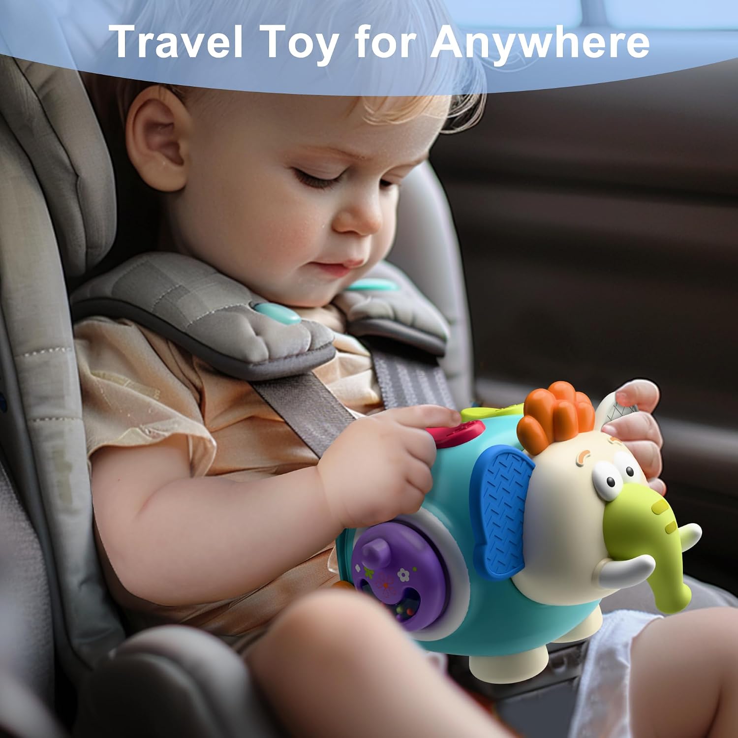 iPlay, iLearn Baby Elephant Activity Cube, Infant Busy Cube Montessori Toy for 1 Year Old, Babies Carseat Plane Travel Toy, Toddler Sensory Development Learning Birthday Gift 6-9-12-18 Months 2 3 Year