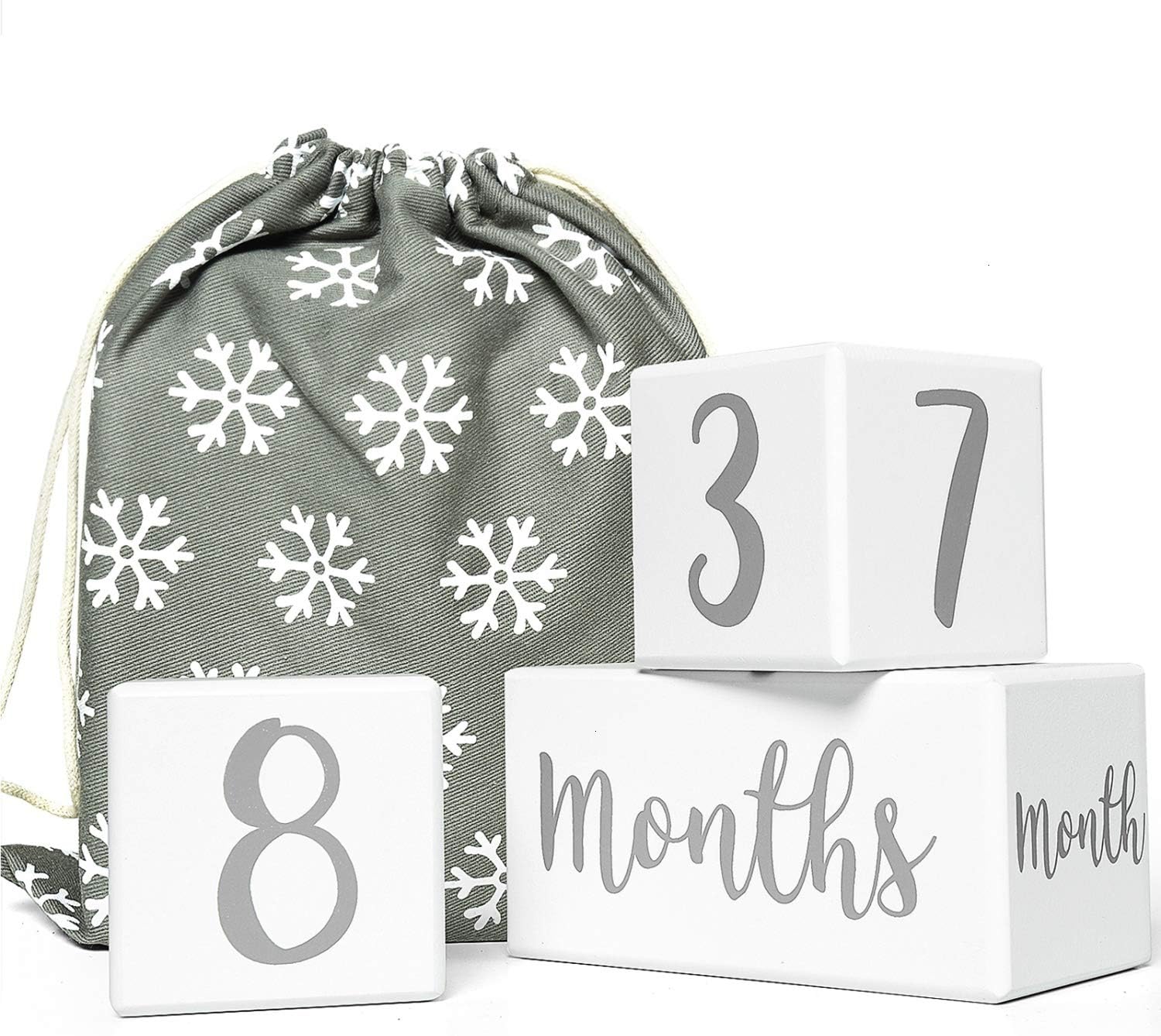 Pomeat Natural Baby Monthly Milestone Blocks, Modern Baby Age Blocks Set + Bags with Weeks Months Years Birthday, Newborn Baby Photography Props, Nursery Decor, Baby Shower Gift for Boys and Girls