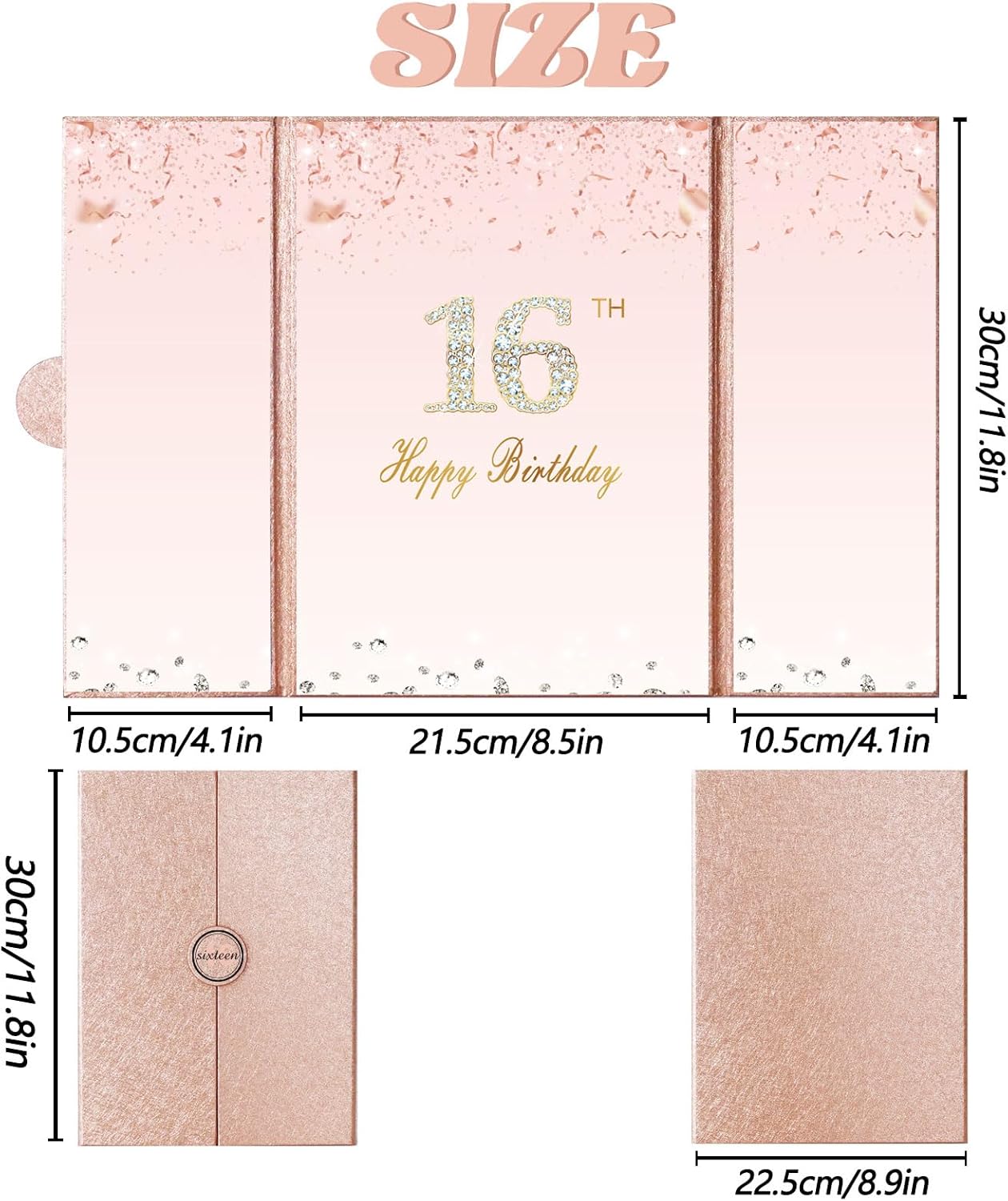 Crenics Sweet 16 Birthday Decorations, Creative Rose Gold 16th Birthday Guest Book Alternative, Large 16th Birthday Signature Book 12" x 18", Great 16 Years Old Birthday Gifts for Girls - Image 2