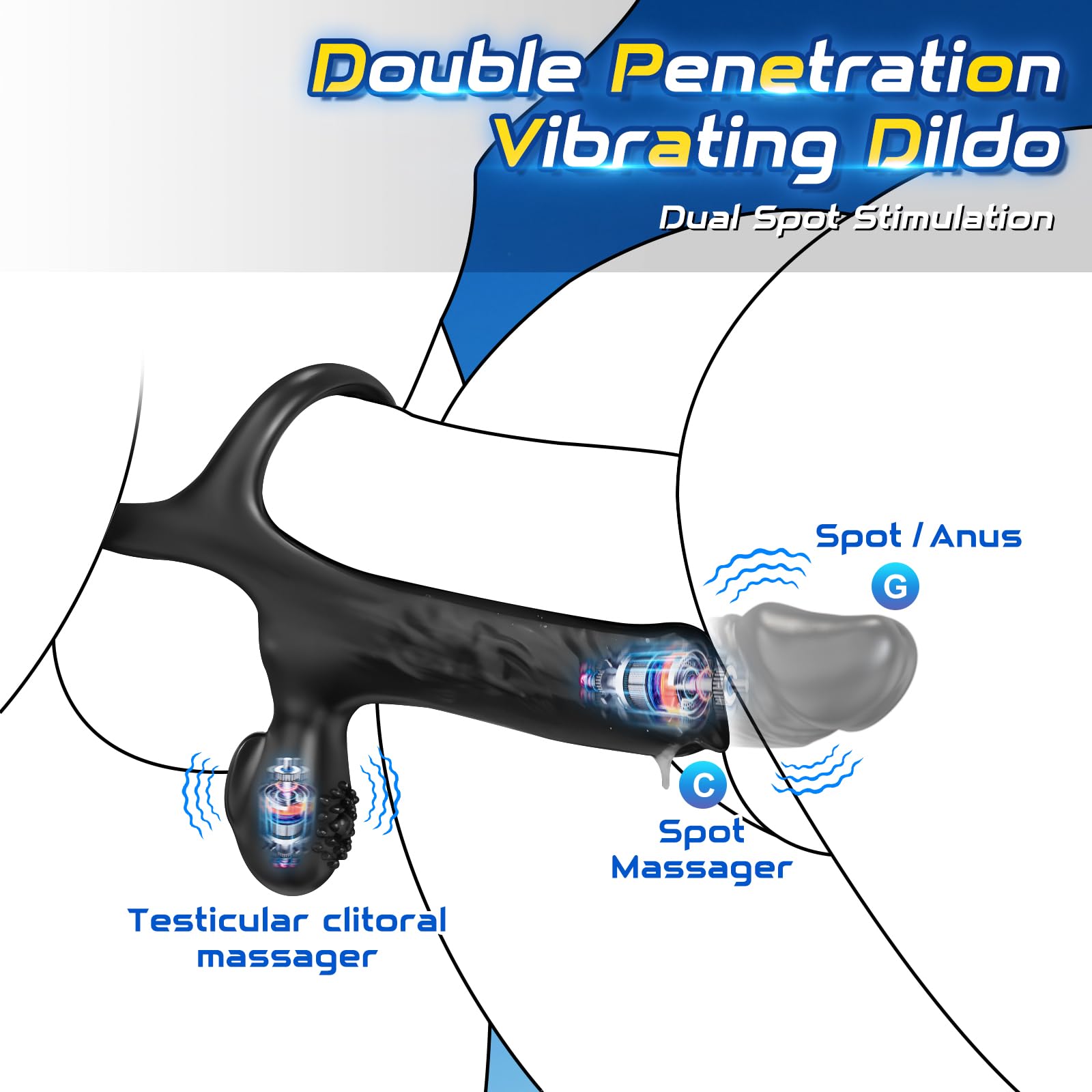 Dildo Vibranti con Anello Pene per Coppia, Vibratore Anali Sex Toys per Stimolatore il Clitorideo Donna e Testicolare Maschio, Giocattolo Sesso con 10 Modalità, Morbido Elastico, Durevole (YDL-024)